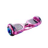 Hoverboard 6,5 inch cu maner, model roz univers, cu bluetooth, lumini pe roti si aripi