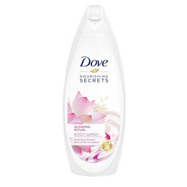 Gel de dus cu extract de lotus - dove nourshing secret glowing ritual body wash with lotus flower extract rice water, 750 m