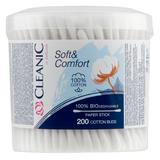 Betisoare de Urechi Biodegradabile din Bumbac - Cleanic Soft&Comfort 100% Biodegradable, 200 buc