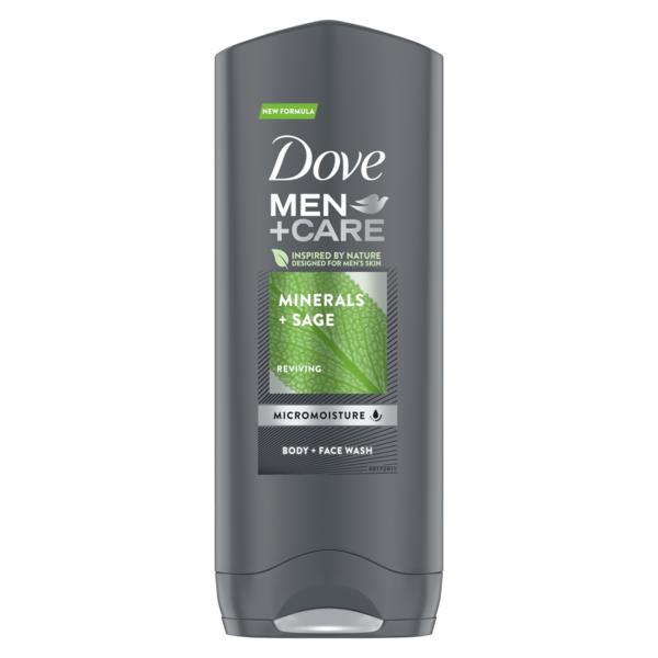 Gel de dus revitalizant cu minerale si salvie pentru barbati - dove men +care minerals+ sage reviving body and face wash, 250 ml