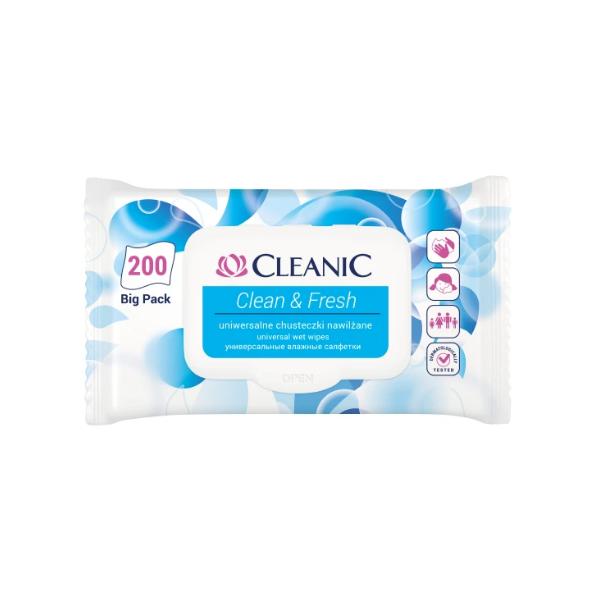Servetele Umede Universale – Cleanic Clean&Fresh Universal Wet Wipes, 200 buc