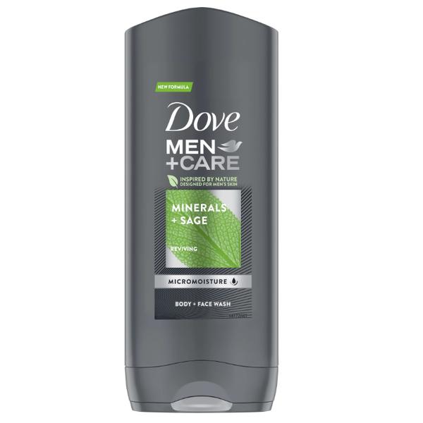 Gel de Dus Revitalizant cu Minerale si Salvie pentru Barbati - Dove Men +Care Minerals+ Sage Reviving Body and Face Wash, 400 ml