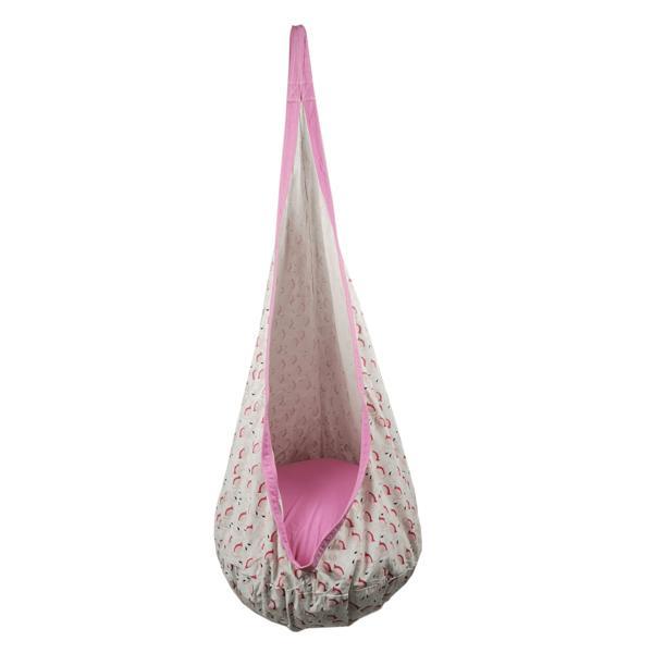 Fotoliu balansoar suspendat din textil roz model flamingo siesta 70x70x150 cm