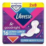 Absorbante Lungi de Noapte cu Aripioare - Libresse Goodnight Ultra+ Large Wings, 16 buc
