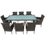 Set mobilier de gradina 9 piese rattan gri Menibor