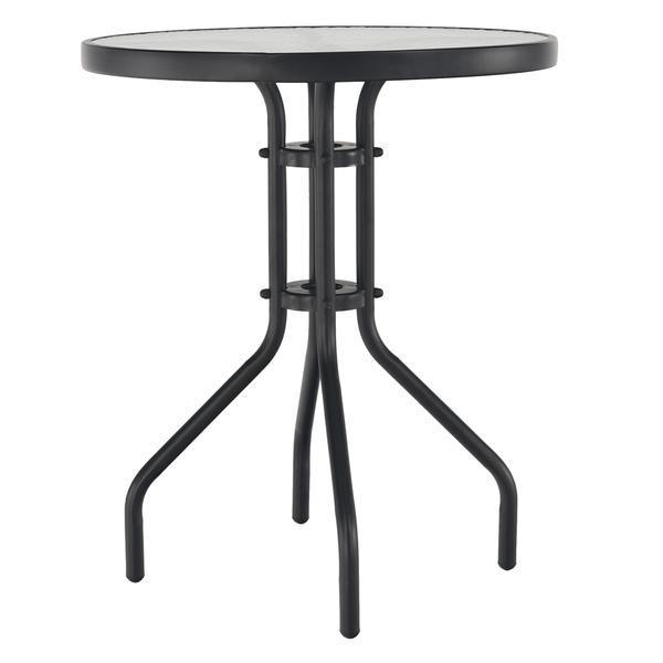Masa gradina din otel negru si sticla securizata borgen 60x60x70 cm