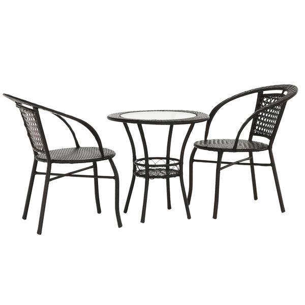 Decorer Set mobilier de gradina rattan artificial maro 3 piese lasan