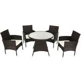 Set mobilier de gradina rattan artificial 5 piese maro perne crem Randel
