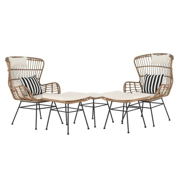 Decorer Set mobilier de gradina 5 piese rattan maro metal negru vasal