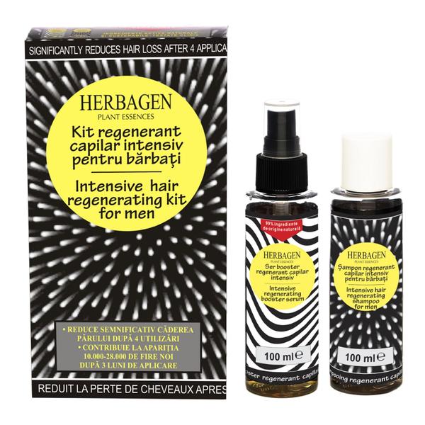 Kit Regenerant Capilar Intensiv pentru Barbati Herbagen: Sampon 100 ml + Ser Booster 100 ml
