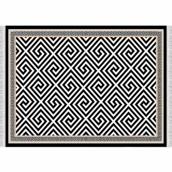 Covor textil negru alb motive 160x230 cm