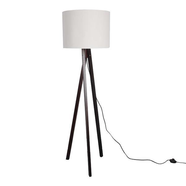 Lampadar picioare lemn negru abajur alb lila 40x40x145 cm