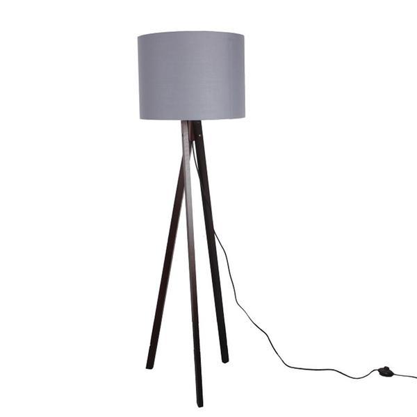 Lampadar abajur gri picioare lemn negru lila 40x40x145 cm