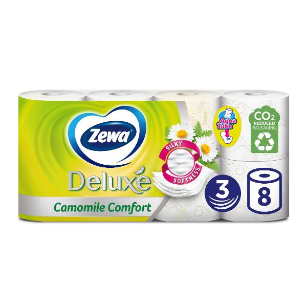 Hartie Igienica cu Parfum de Musetel 3 Straturi - Zewa Deluxe Camomile Comfort, 8 role