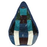 Fotoliu tip sac textil albastru piele ecologica alba Fresno 80x80x110 cm