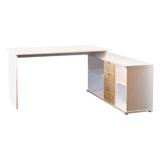 Birou din mdf alb stejar wotan Dalton 168x138x75 cm