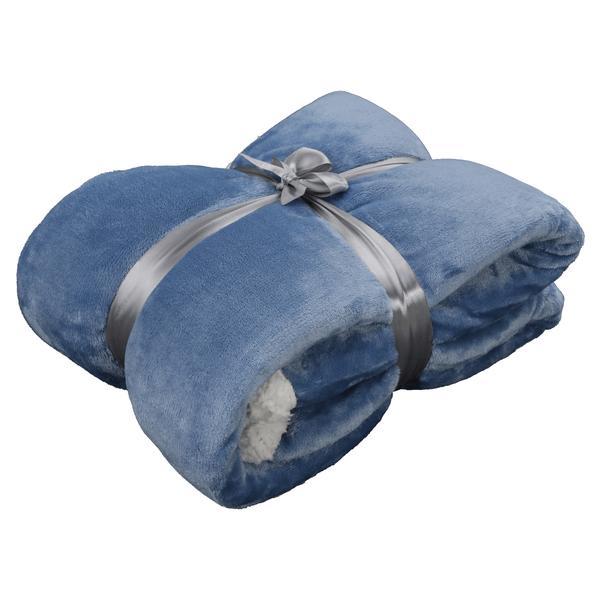 Patura cu doua fete gri albastru kasala 127x152 cm