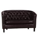 Canapea 2 locuri cu tapiterie piele ecologica maro inchis Maron 124x74x76 cm