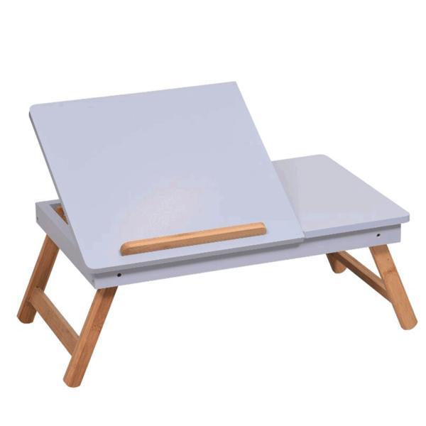 Masa portabila pentru laptop bambus alb natural melten 59x35x22 cm