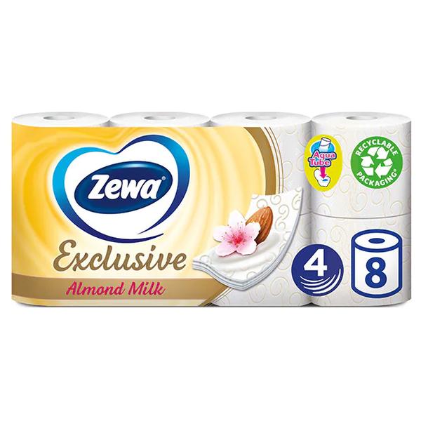 Hartie Igienica Ultra Fina cu Parfum de Migdale 4 straturi – Zewa Exclusive Almond Milk, 8 role
