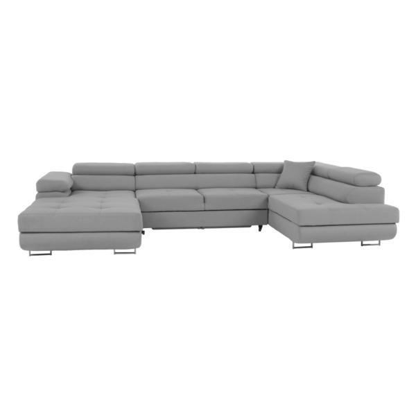 Coltar extensibil forma u cu tapiterie textil gri model dreapta amareto 345x202x90 cm