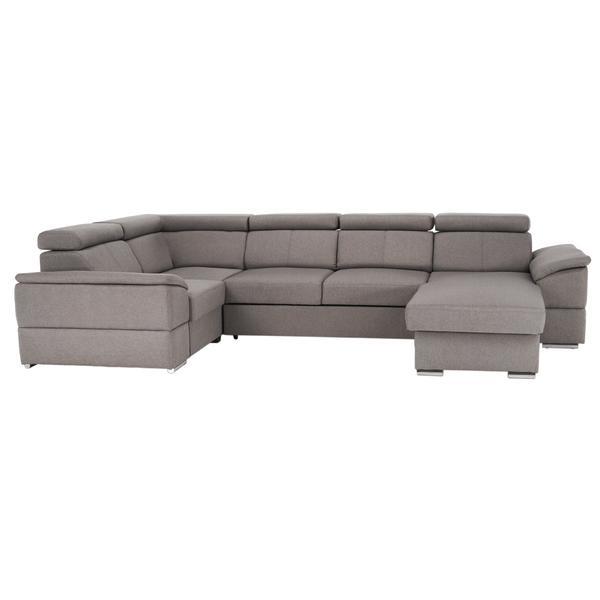 Coltar extensibil forma u cu tapiterie bej model dreapta segoria 330x196x97 cm