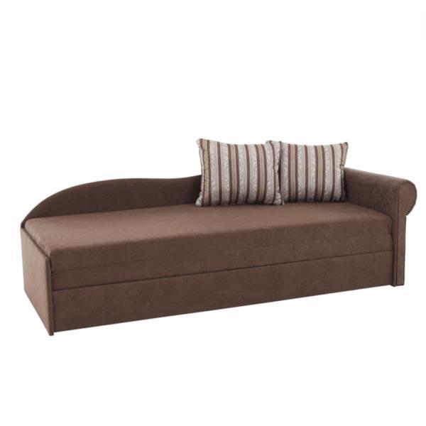 Canapea extensibila cu tapiterie textil maro cu perne dreapta aga 197x78x75 cm
