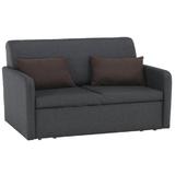 Canapea extensibila cu tapiterie textil gri si perne maro Lusita 139x97x84 cm