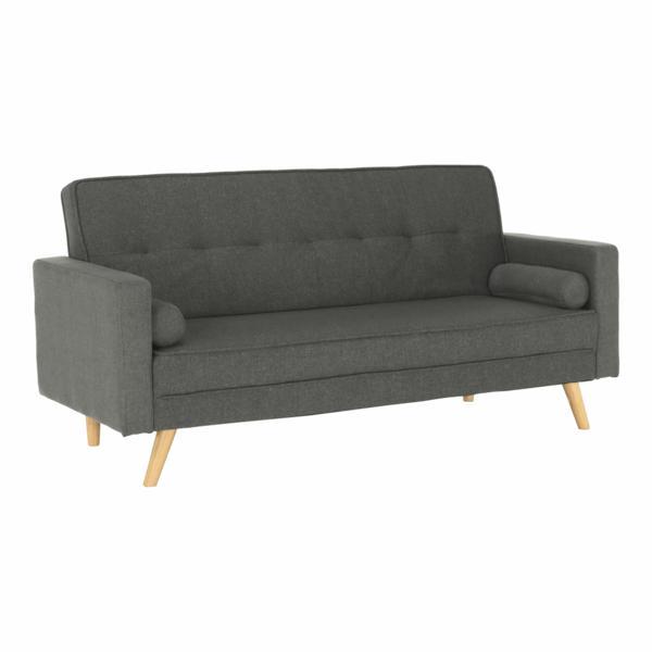 Canapea extensibila cu tapiterie textil gri otisa 189x76x89 cm