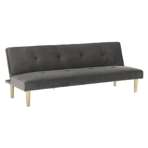 Canapea extensibila cu tapiterie catifea gri si picioare stejar natur alida 178x68x66 cm