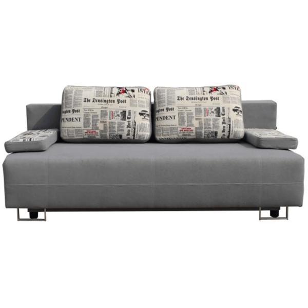 Canapea extensibila cu spatiu de depozitare tapiterie textil gri elize 196x87x75 cm