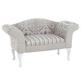 Canapea cu tapiterie textil crem gri si picioare lemn maro Fabricio 122x51x72 cm