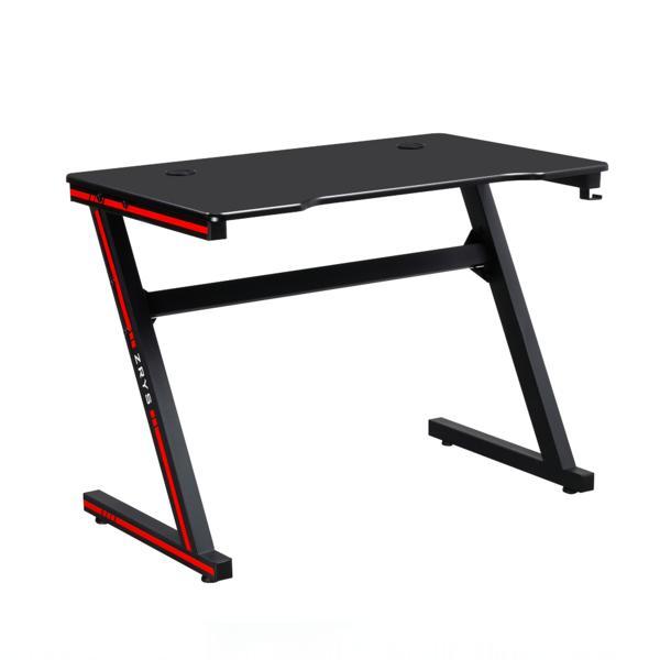 Birou pentru computer cu iluminare led rgb din metal negru rosu mackenzie 100x60x75 cm