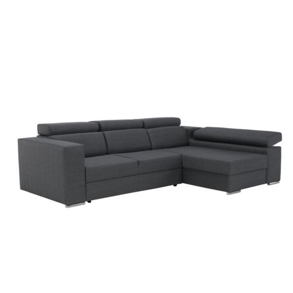 Coltar extensibil cu tapiterie textil gri model dreapta dona 274x180x100 cm