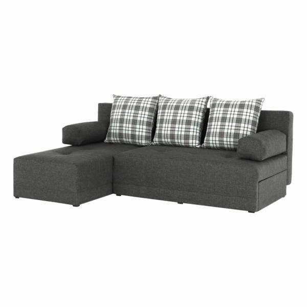 Coltar extensibil cu tapiterie textil gri perne model stanga mexx 203x140x75 cm