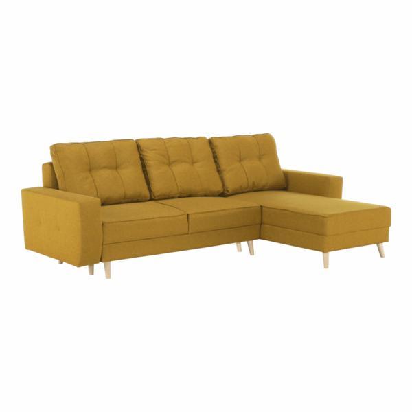 Coltar extensibil cu tapiterie textil galben mustar vincent 230x143x85 cm