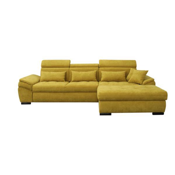 Coltar extensibil cu tapiterie galben mustar model dreapta natik 298x175x105 cm