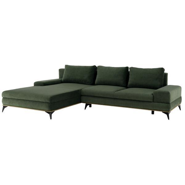 Coltar cu tapiterie textil verde model stanga selby 315x212x87 cm