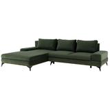 Coltar cu tapiterie textil verde model stanga Selby 315x212x87 cm