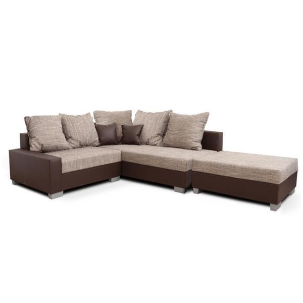 Coltar cu taburet tapiterie textil maro alov ida 209x155x82 cm