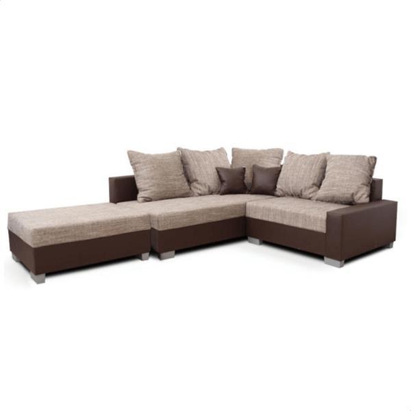 Coltar cu taburet tapiterie textil maro alov 209x255x82 cm