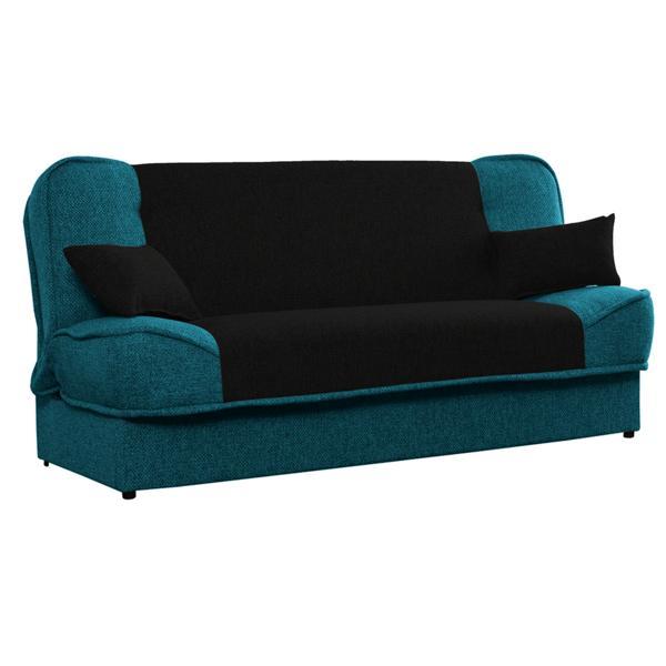 Canapea extensibila cu tapiterie textil turcoaz negru asia 194x86x95 cm