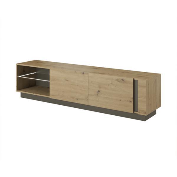 Comoda tv, din mdf stejar artisan grafit gri, city, 188x40x46 cm