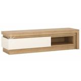 Comoda TV, din mdf maro stejar riviera alba cu extra stralucire, Leonardo, 130x42x42 cm