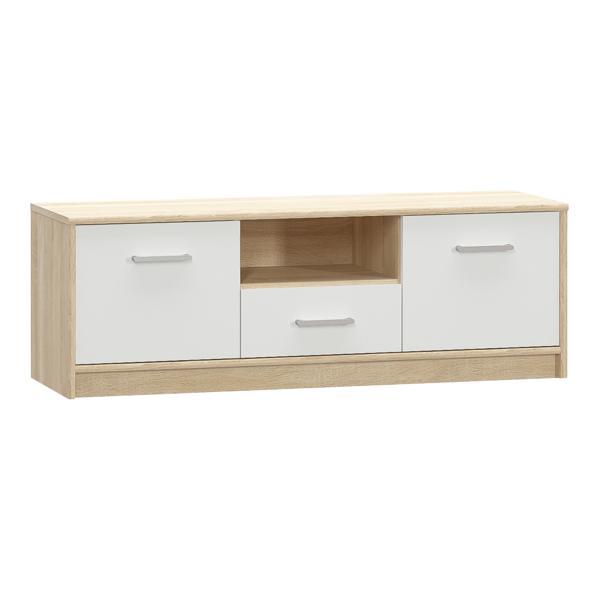 Comoda tv, din mdf alb stejar sonoma, teyo, 123x38x42 cm