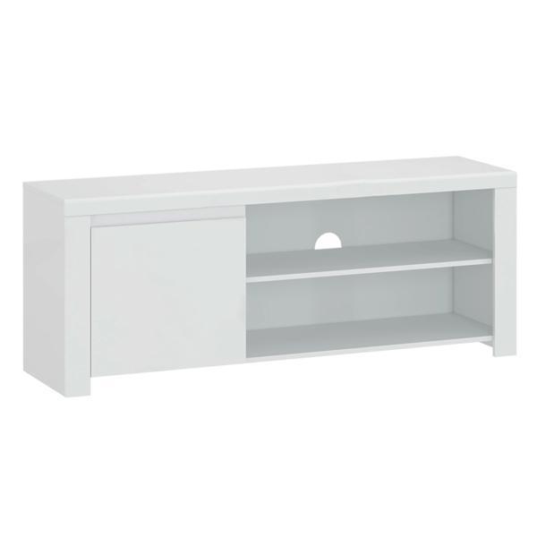 Comoda tv, din mdf alb lucios, lindy, 156x42x61 cm