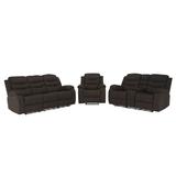 Set 2 canapele si 1 fotoliu cu tapiterie material textil maro Fabron 204x94x100 cm