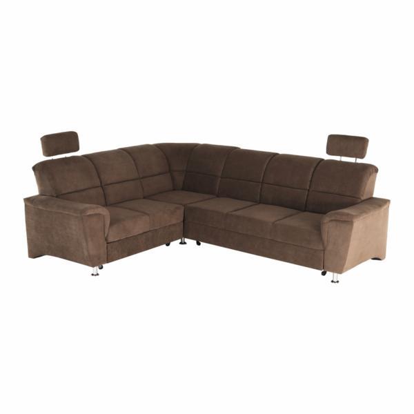 Coltar extensibil cu tapiterie textil maro stanga santiago 267x217x114 ccm