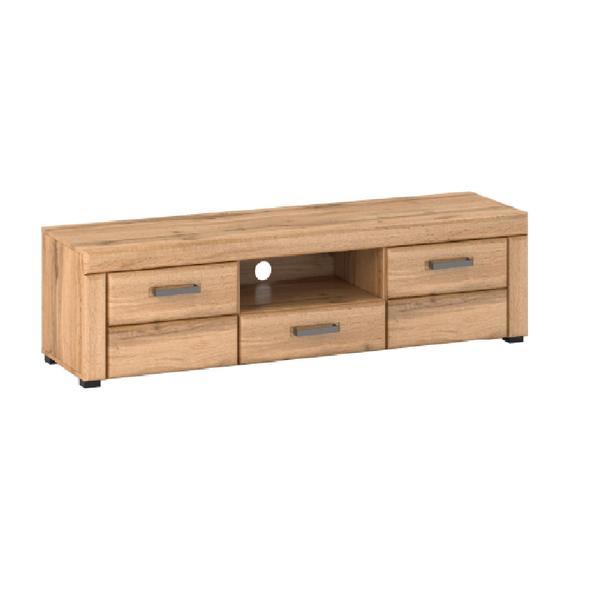 Comoda tv, din pal maro stejar apalache, pusan, 151x42x41 cm