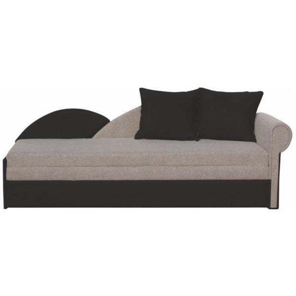 Canapea extensibila cu tapiterie textil gri negru model dreapta diane 197x78x75 cm